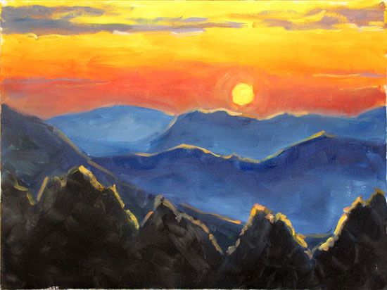 550x412 Sunset Mountain.jpg Landscapes For Soap - Sunset Mountain Painting