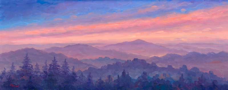 800x316 Cold Mountain Sunset - Sunset Mountain Painting