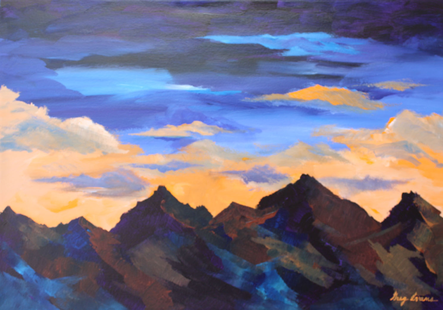 1490x1044 Landscape Art Paintings Art Gallery Of Greg Evans - Sunset Mountain Painting
