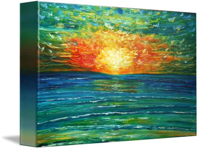 650x487 Sunset Ocean Painting By Pete Caswell - Sunset On Ocean Painting