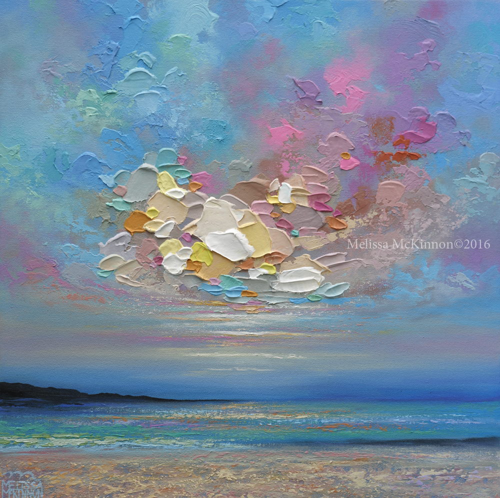 1000x996 Colourful Ocean Sea Sky Cloud Sunrise Sunset Beach Art Painting By - Sunset On Ocean Painting