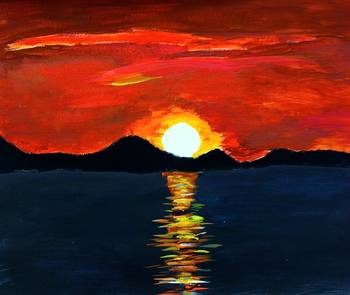 350x295 Painted Sunset Over Mountains By James Keaney - Sunset Over Mountains Painting