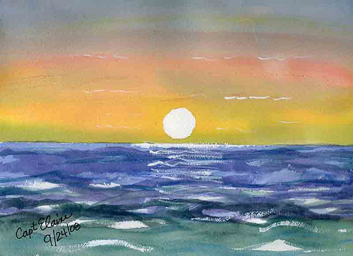 Sunset Over Ocean Painting At Paintingvalley Com Explore