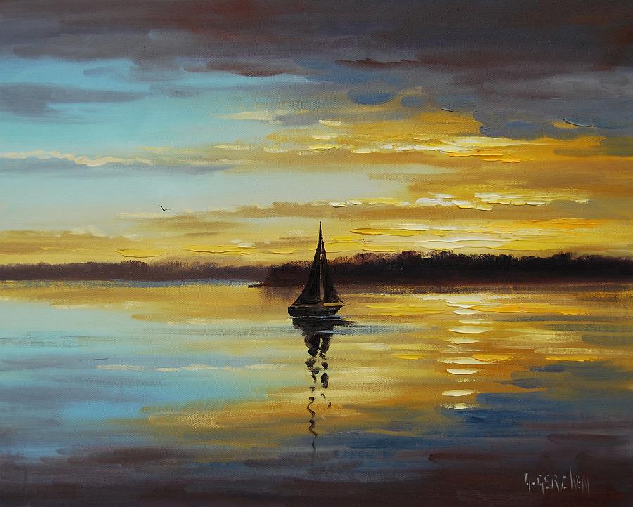 900x722 Ocean Sunset Paintings Fine Art America - Sunset Over Ocean Painting