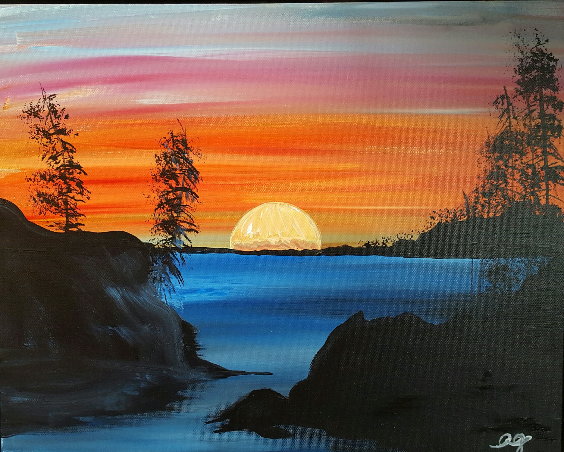 1872x1501 Public Event - Sunset Over Water Painting