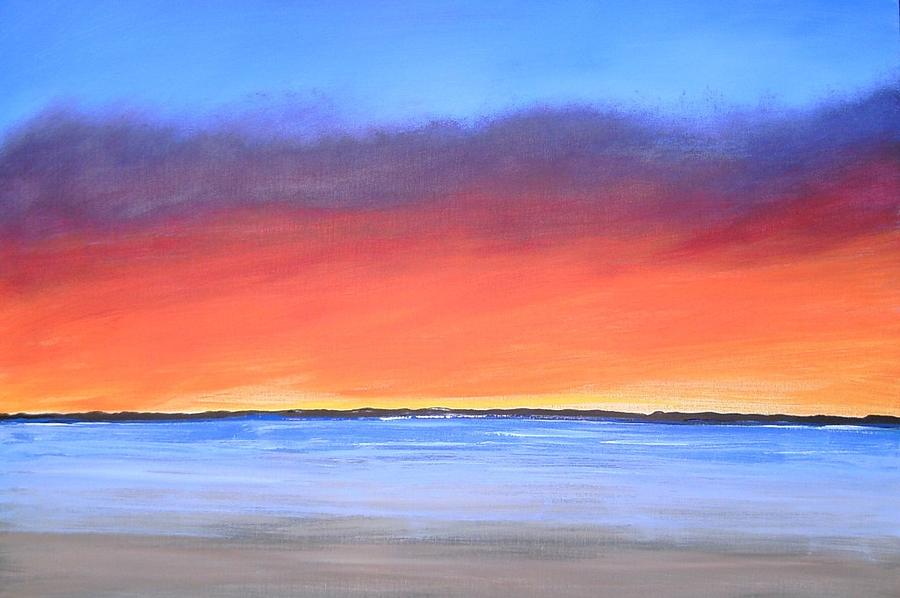 900x598 Sunset Over Water Painting By Atul Pande - Sunset Over Water Painting