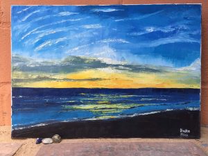 300x225 Sunset Across The Water Abstract Skies Series - Sunset Over Water Painting