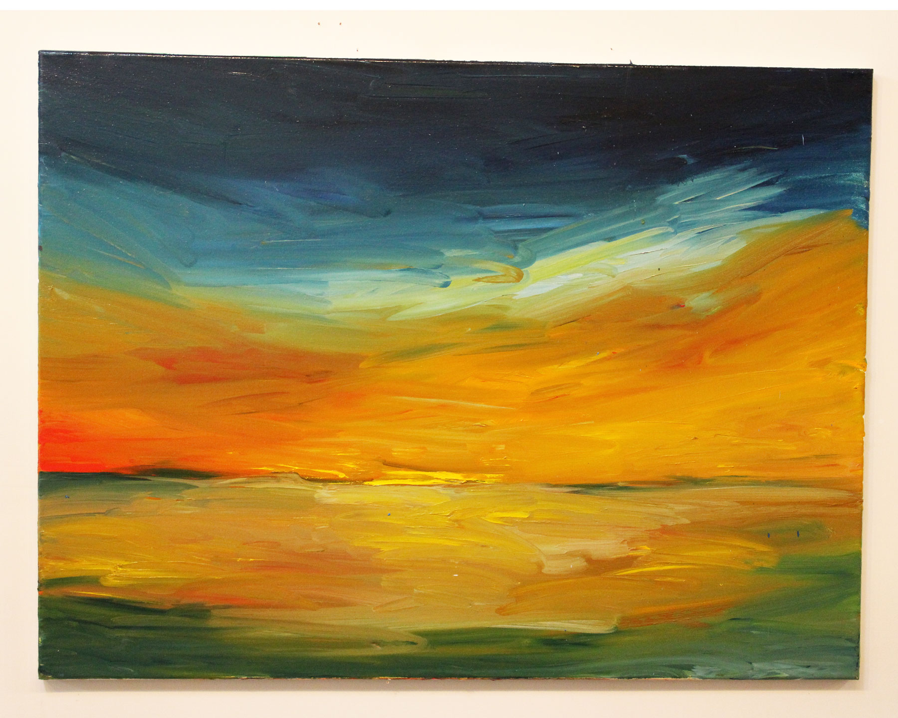 1800x1440 Sunset Over Water Oil Painting Emily Foulds - Sunset Over Water Painting
