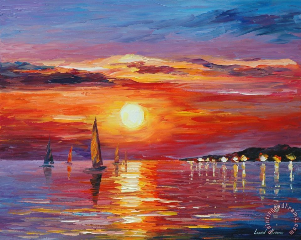 960x766 Leonid Afremov Sunset Painting - Sunset Painting