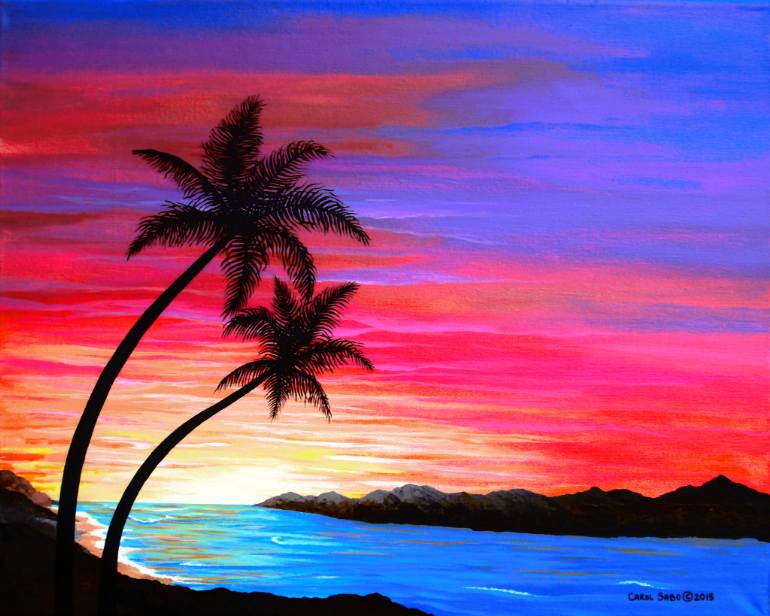 770x616 Saatchi Art Tropical Sunset Painting By Carol Sabo - Sunset Painting