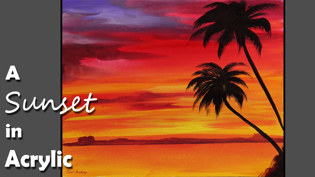 1280x720 Acrylic Painting A Sunset In Acrylic Color Episode 1 - Sunset Painting
