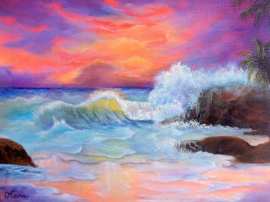 380x284 Art Expressions Seychelles Sunset Painting - Sunset Painting