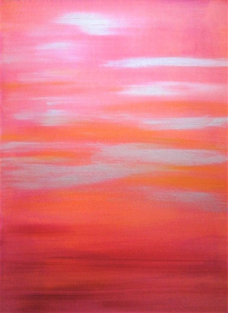 770x1059 Saatchi Art Pink Sunset Painting By Elena Ivanova - Sunset Painting Images