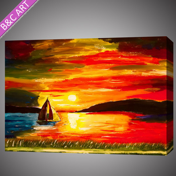 350x350 Impressionist Sunset Canvas Oil Painting,sea Scenery Oil Painting - Sunset Scenery Painting