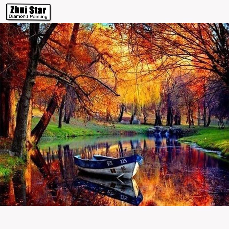 800x800 Online Cheap 5d Diy Diamond Painting Fantasy River Sunset Scenery - Sunset Scenery Painting