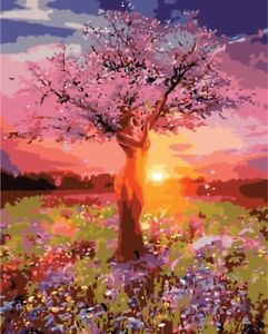 241x300 Spring Sunset Scenery Paint By Number Kit Framed Art - Sunset Scenery Painting