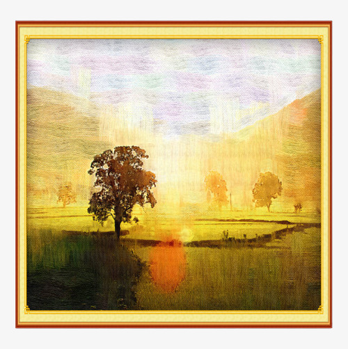 500x502 Sunset Scenery, Painting, Oil Painting Tree, Hand Painted Png - Sunset Scenery Painting