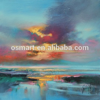 350x350 Unique Beautiful Seascape Oil Painting Colorful Sunset Natural - Sunset Scenery Painting