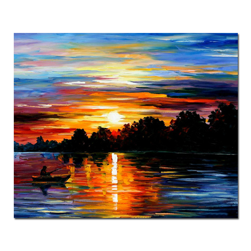 800x800 Wholesale Sunset Scenery Oil Painting Home Decor - Sunset Scenery Painting