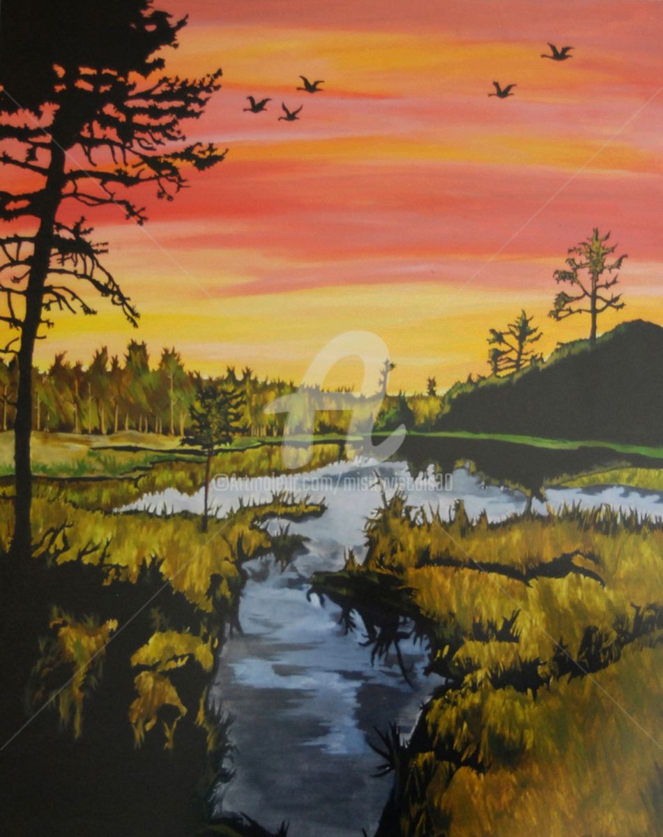 951x1200 Early Birds ( Sunset ) (Mistry Visuals) - Sunset Scenery Painting