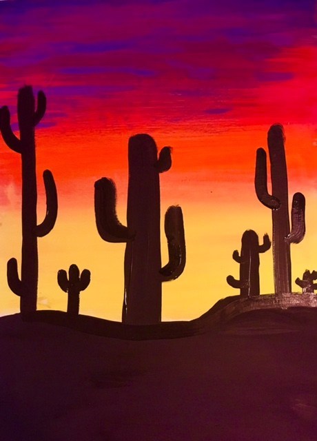 460x640 How To Paint A Cactus Silhouette Sunset - Sunset Silhouette Painting