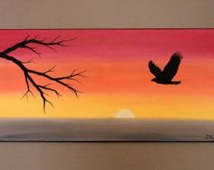 236x187 Sunset Painting Love Birds Silhouette - Sunset Silhouette Painting