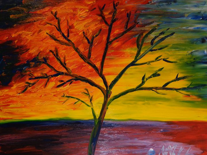 Sunset Tree Painting at PaintingValley.com | Explore collection of ...