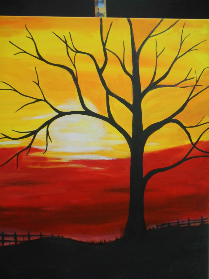 Sunset Tree Painting at PaintingValley.com | Explore collection of ...