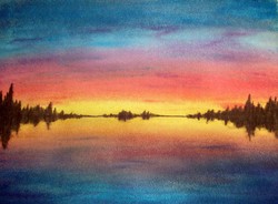 250x184 Sunset Watercolor Paintings - Sunset Water Painting