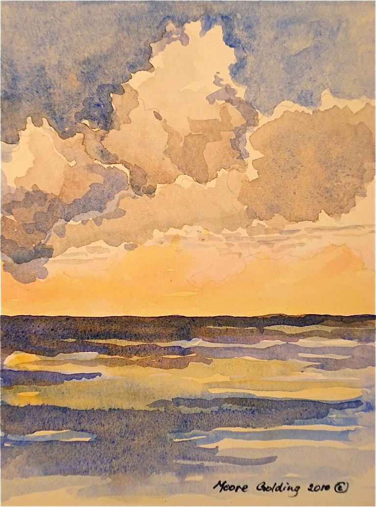 768x1036 Painting Of Sunset On Water Elizabeth Moore Golding - Sunset Water Painting