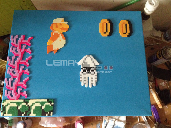 600x450 Super Mario Bros Underwater Perler Painting 16x20 By - Super Mario Bros Painting