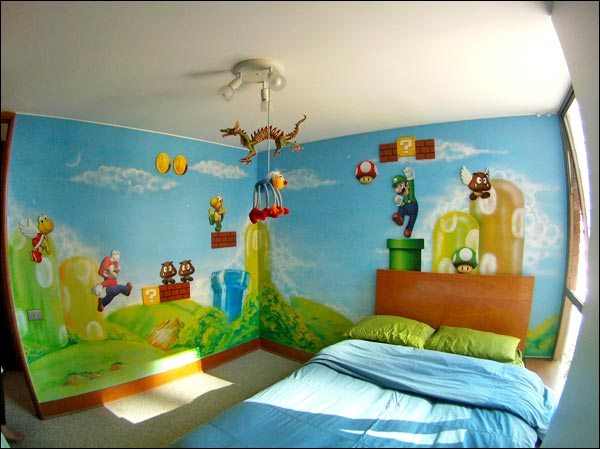 600x449 The Ultimate Super Mario Bros. Bedroom [Pic] - Super Mario Bros Painting
