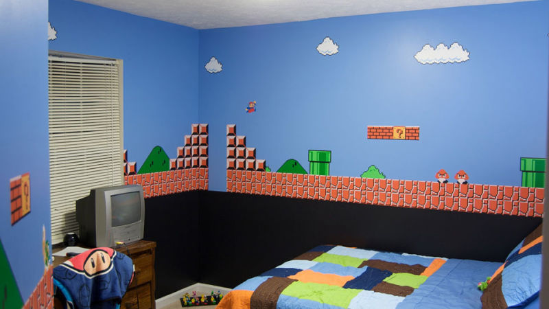 800x450 This Child Sleeps In A Mario Paradise - Super Mario Bros Painting