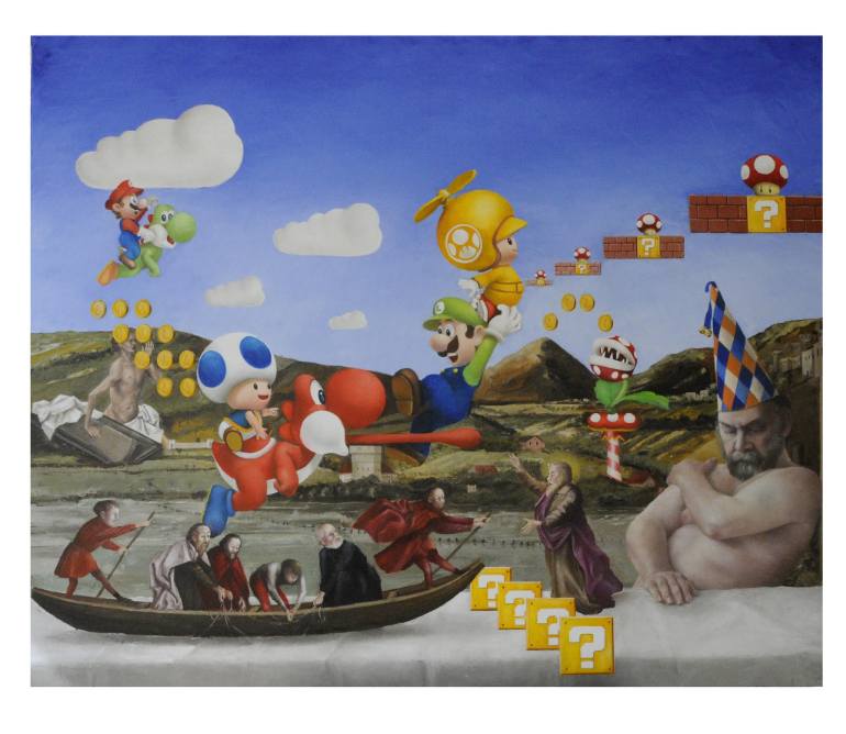 770x668 Saatchi Art Super Mario Und Die Wiederauferstehung Painting By - Super Mario Painting