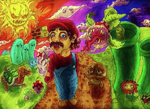 300x218 Super Mario Bros Paintings Fine Art America - Super Mario Painting