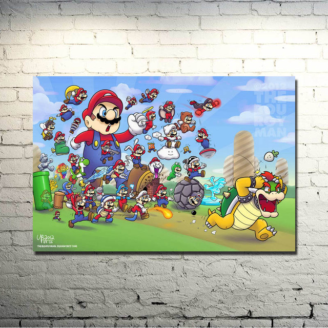 640x640 Super Smash Bros Mario Party Art Silk Fabric Poster Print 13x20 - Super Smash Bros Painting