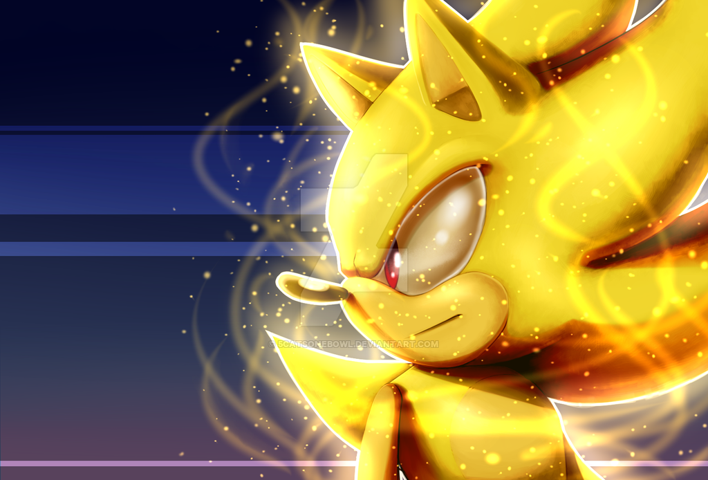 1024x694 Super Sonic The Hedgehog. By 5catsonebowl - Super Sonic Painting