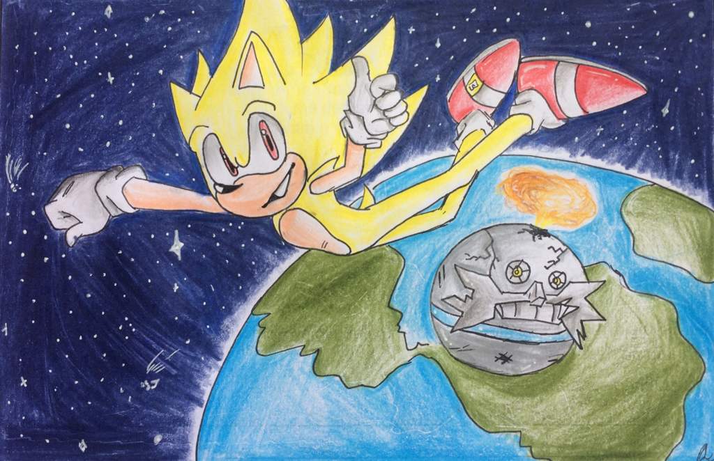 1024x662 Super Sonic Destroyes The Death Egg Sonic The Hedgehog! Amino - Super Sonic Painting
