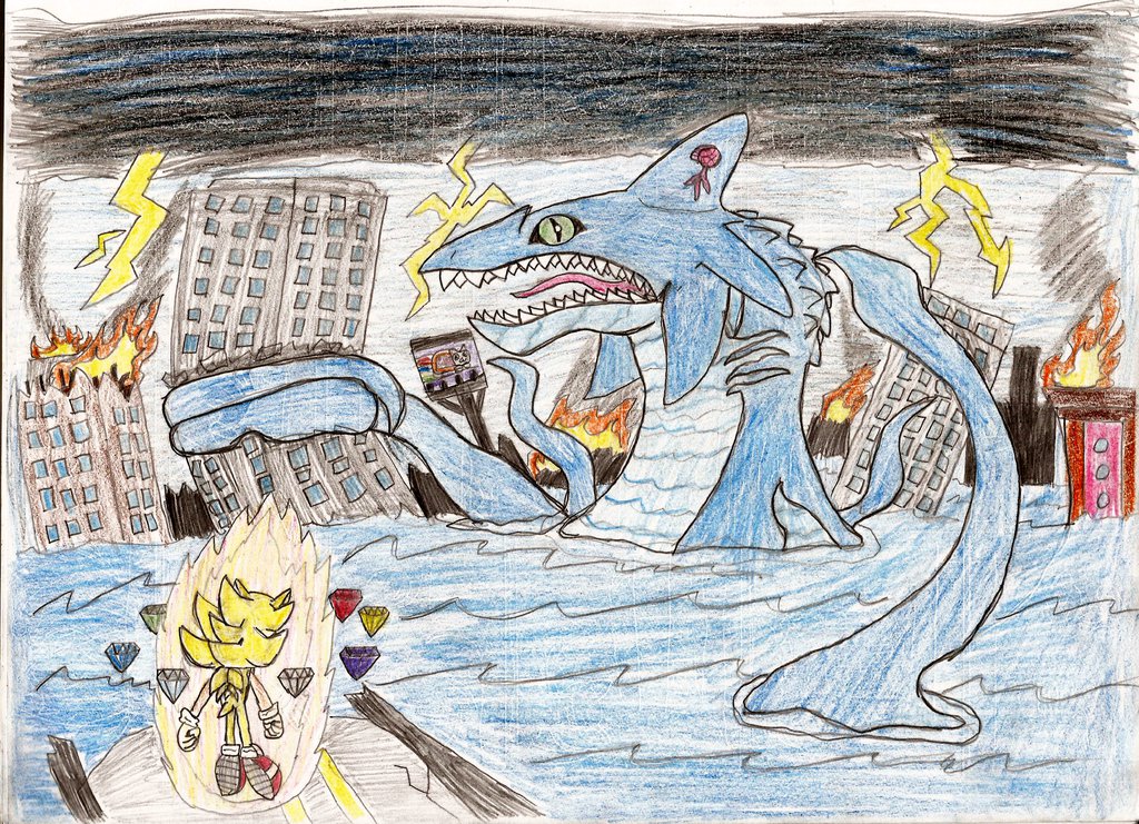 1024x741 Super Sonic Vs Perfect Chaos By Metalsonicfan - Super Sonic Painting