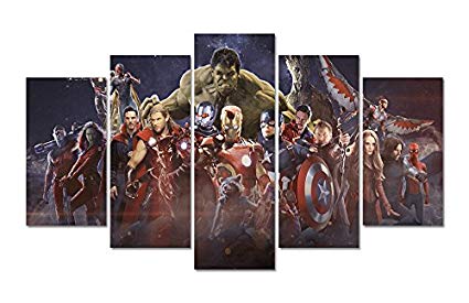 425x275 Lmptar(Tm) Framed 60x32inches Print 5 Panels Avengers - Superhero Canvas Painting