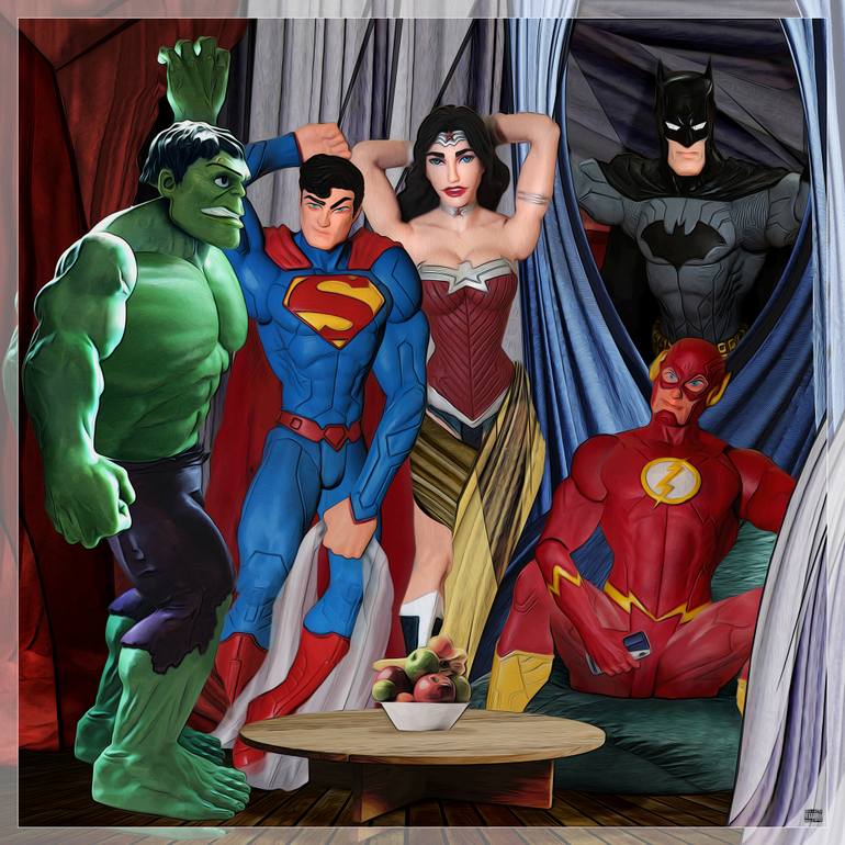 770x770 Saatchi Art Super Hero Homage - Superhero Painting