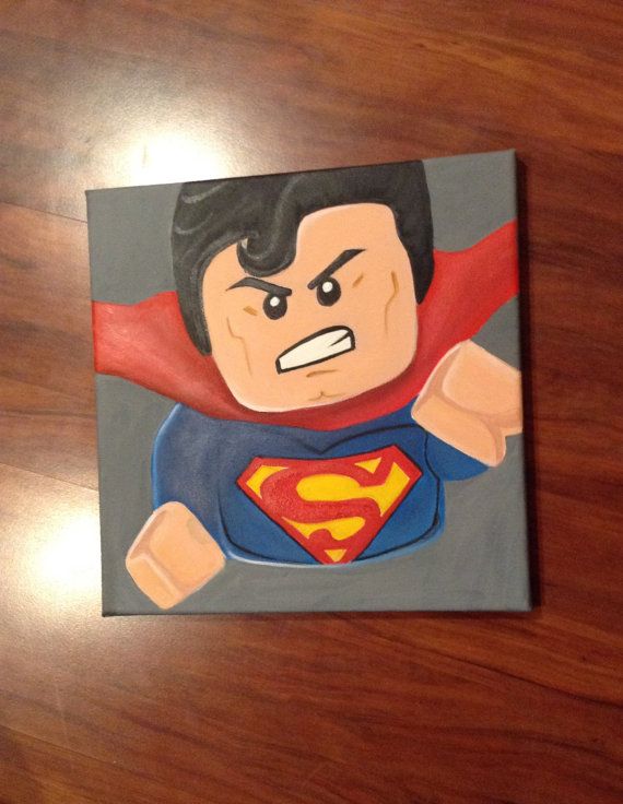 570x736 Lego Superman Canvas Artwork Etsy Art Wallart Kids By Rtmdesigns - Superman Canvas Painting