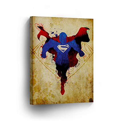 425x425 Superman Canvas Wall Art Print Digital Splashed Art - Superman Canvas Painting