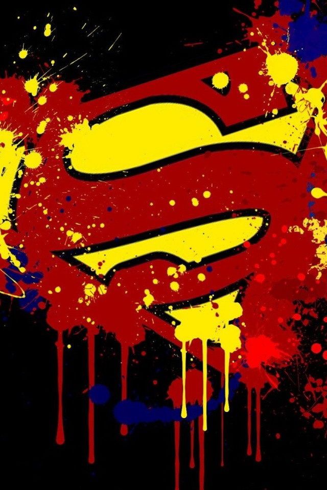 640x960 Paint Splash Superman Logo.jpg Marvel And Dc - Superman Logo Painting