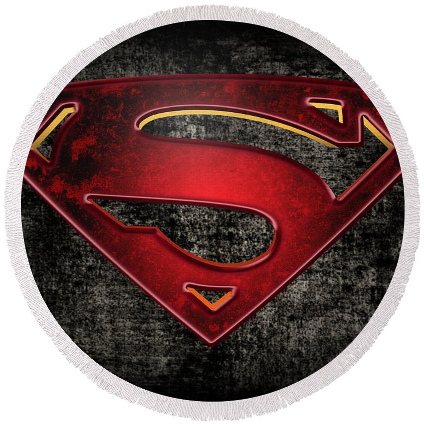 850x850 Superman Logo Digital Artwork Round Beach Towel For Sale By - Superman Logo Painting
