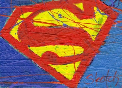 400x287 Superman Logo Painting Art Dc Comic Hero Super Man Cape - Superman Logo Painting