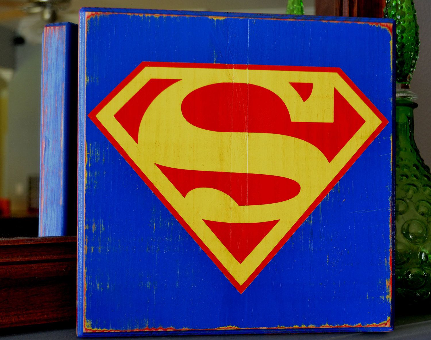1500x1182 Superman Logo, Hand Painted Wood Sign, Superman Wall Decoration - Superman Logo Painting