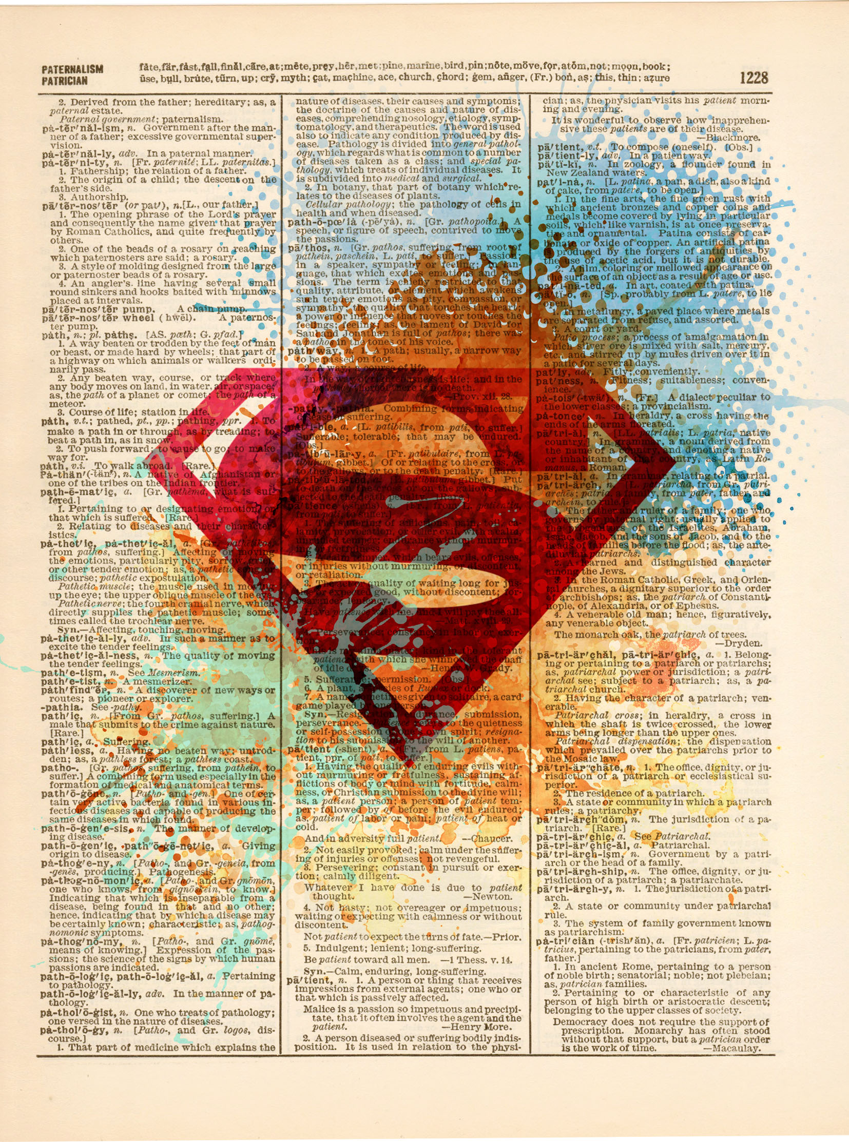 1654x2226 Dictionary Art Print - Superman Logo Painting