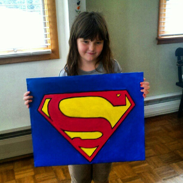 612x612 Finished!! Madeline With Our Completed Superman Painting - Superman Logo Painting