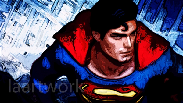 600x338 Superman Christopher Reeves Painting Canvas Movie Art Poster - Superman Painting